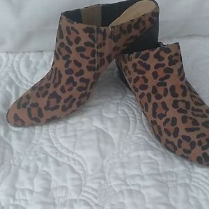 BCBG Leopard Mules, size 8